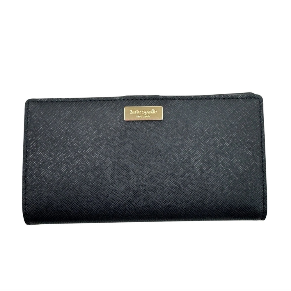 Kate Spade Black Leather Wallet Sleek Minimalist Design